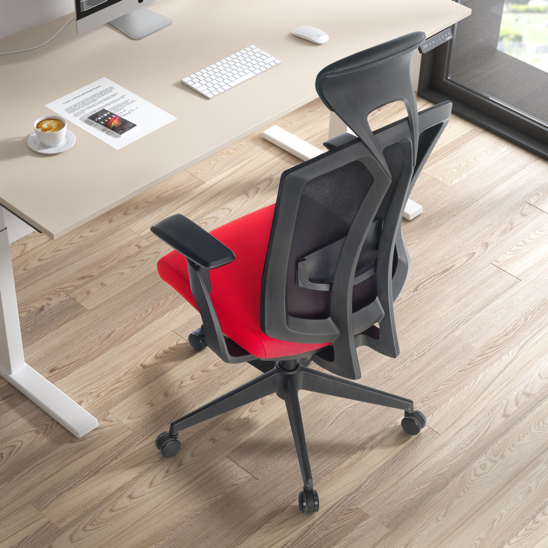 silla giratoria rojo baron malla 2