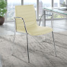 silla confidente beige cube con brazos piel sintetica 2