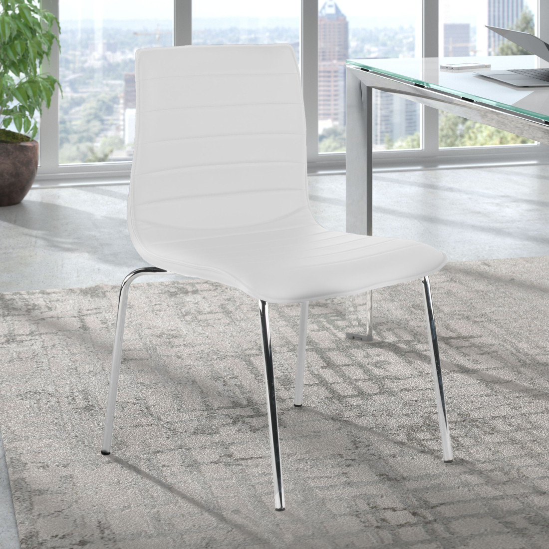 silla confidente blanco cube 4 patas piel sintetica 2