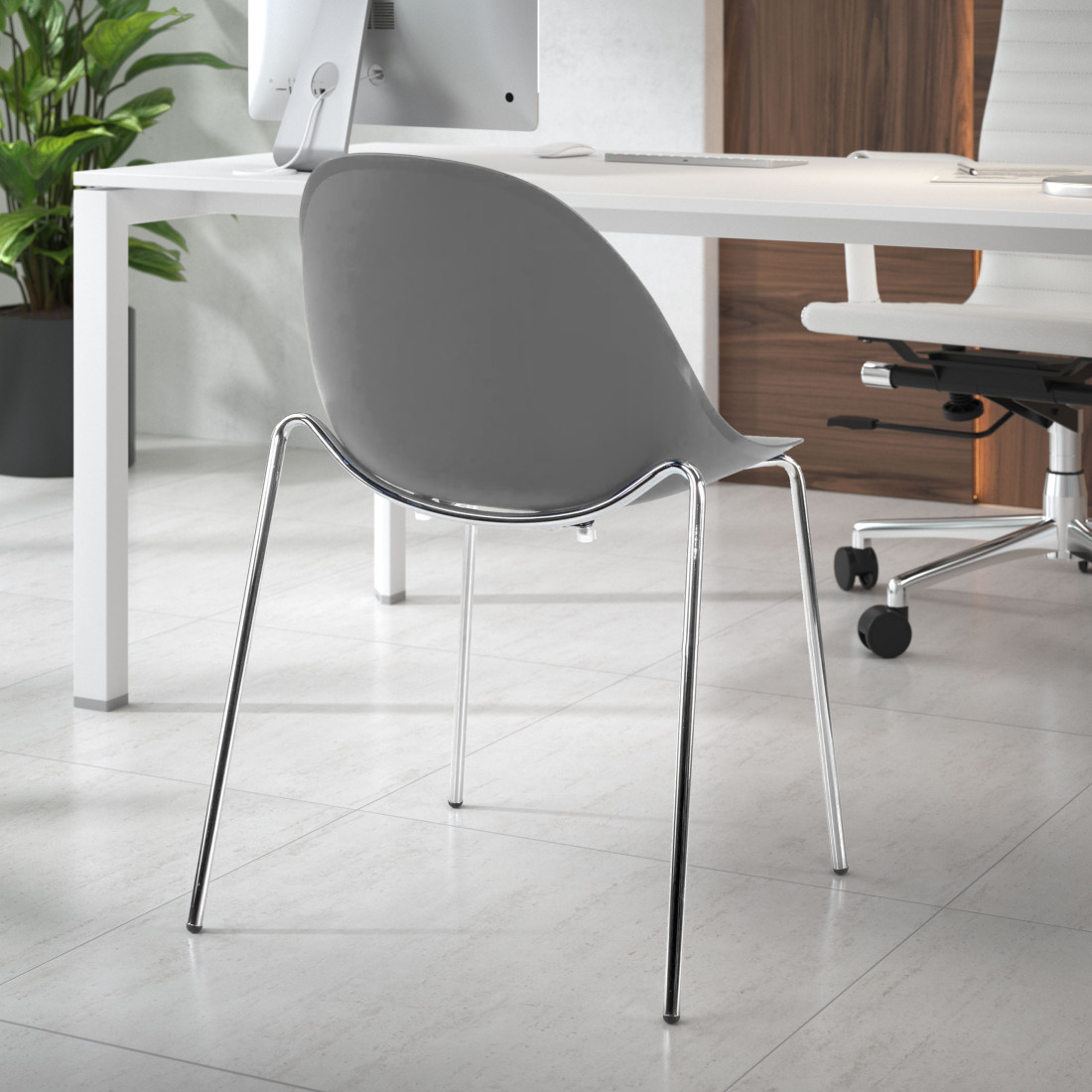 silla confidente gris flow 4 patas plastico 2