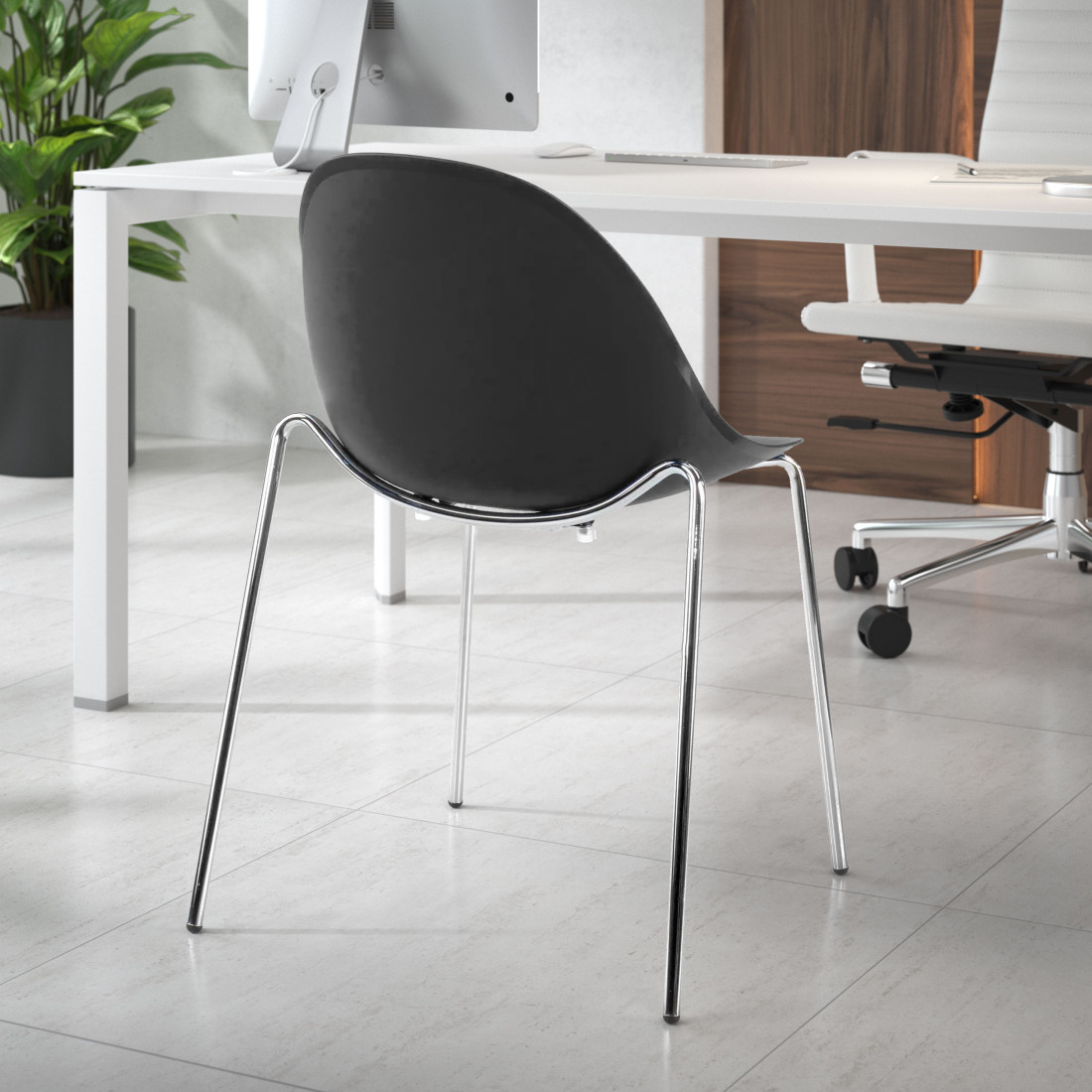 silla confidente negro flow 4 patas plastico 2