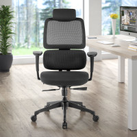 Silla ergonomica Focus, reposacabezas, doble cojin lumbar - negro Second image