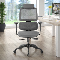 Silla ergonomica Focus, reposacabezas, doble cojin lumbar - Gris Second image