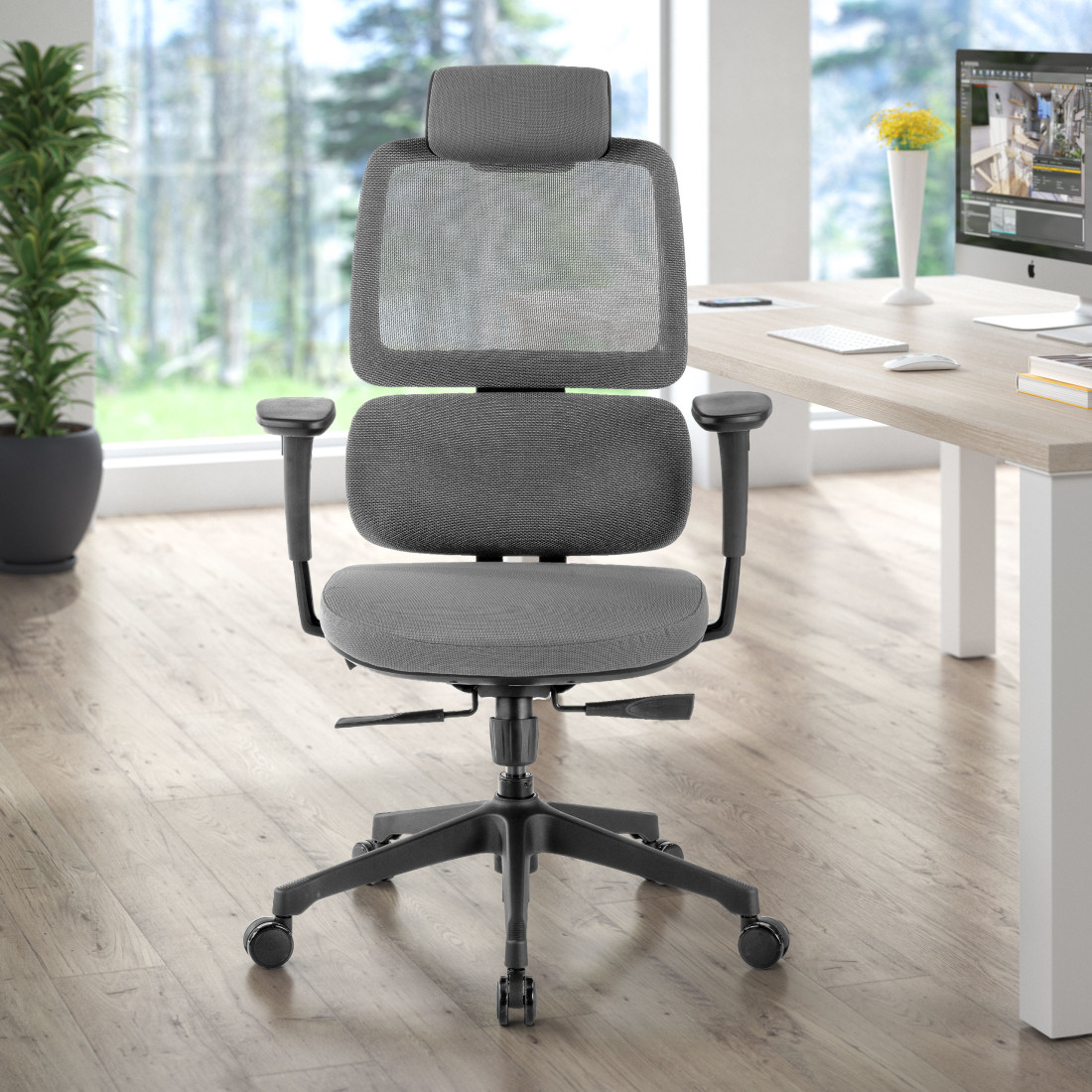 silla ergonomica gris focus malla 2