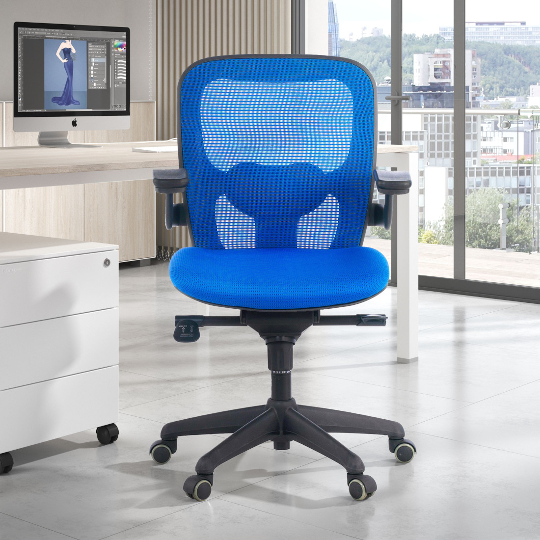 silla ergonomica azul gioconda silla de oficina malla 2