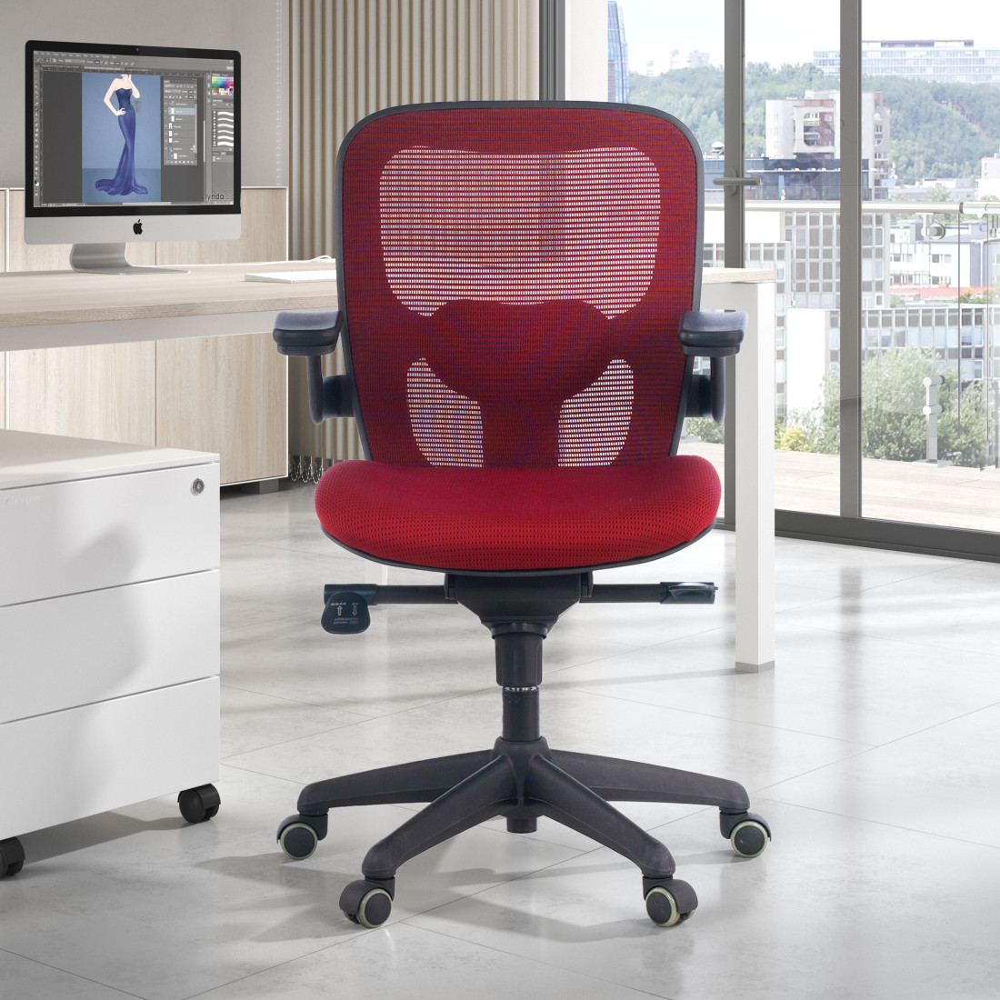 silla ergonomica rojo gioconda silla de oficina malla 2