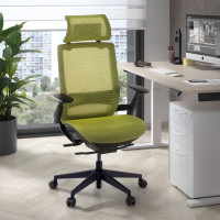 Silla ergonómica de oficina con reposacabezas, brazos 3D, red Goliath - verde Second image