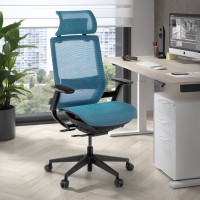 Silla ergonómica de oficina con reposacabezas, brazos 3D, red Goliath - azul Second image