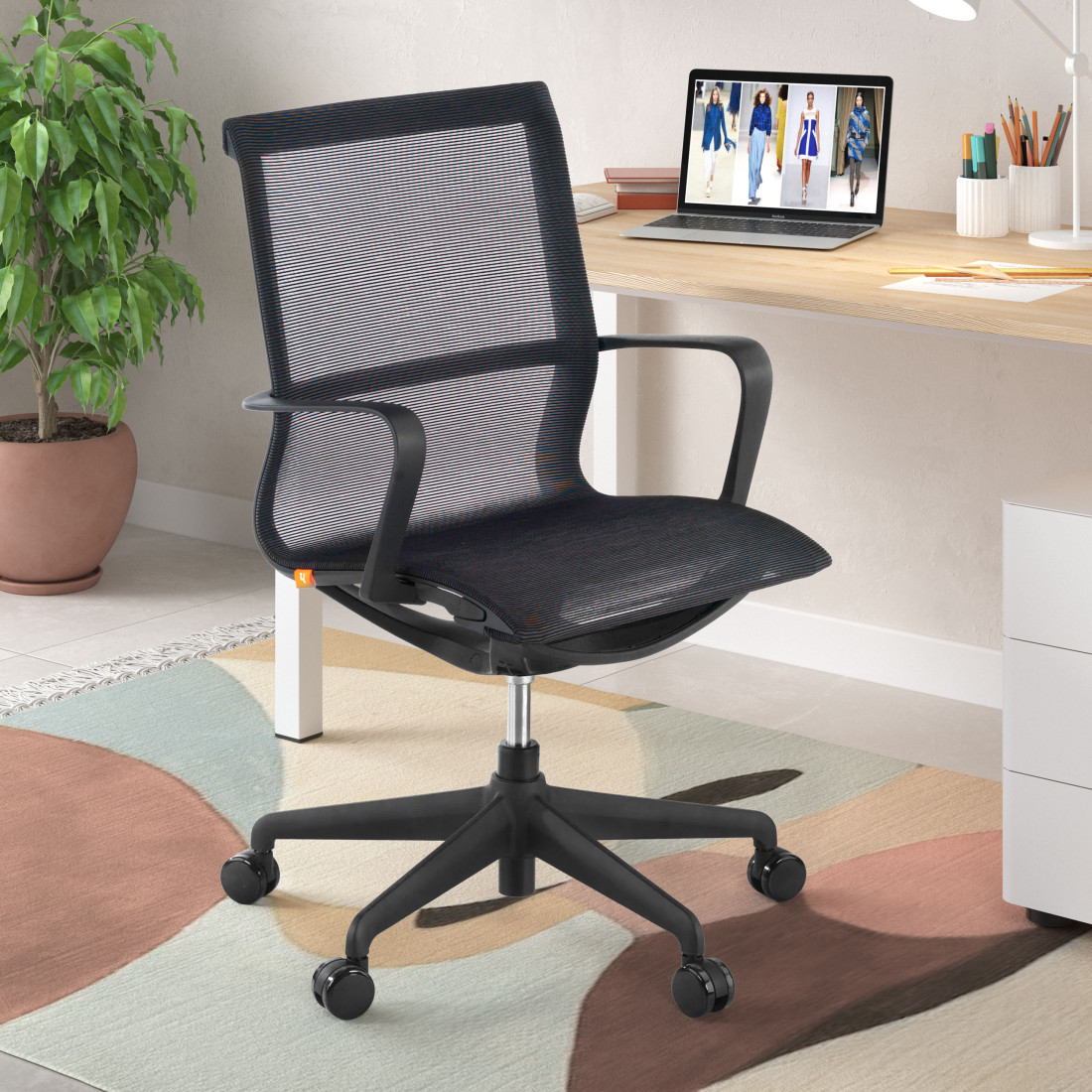 silla giratoria negro ice estructura blanca malla 2