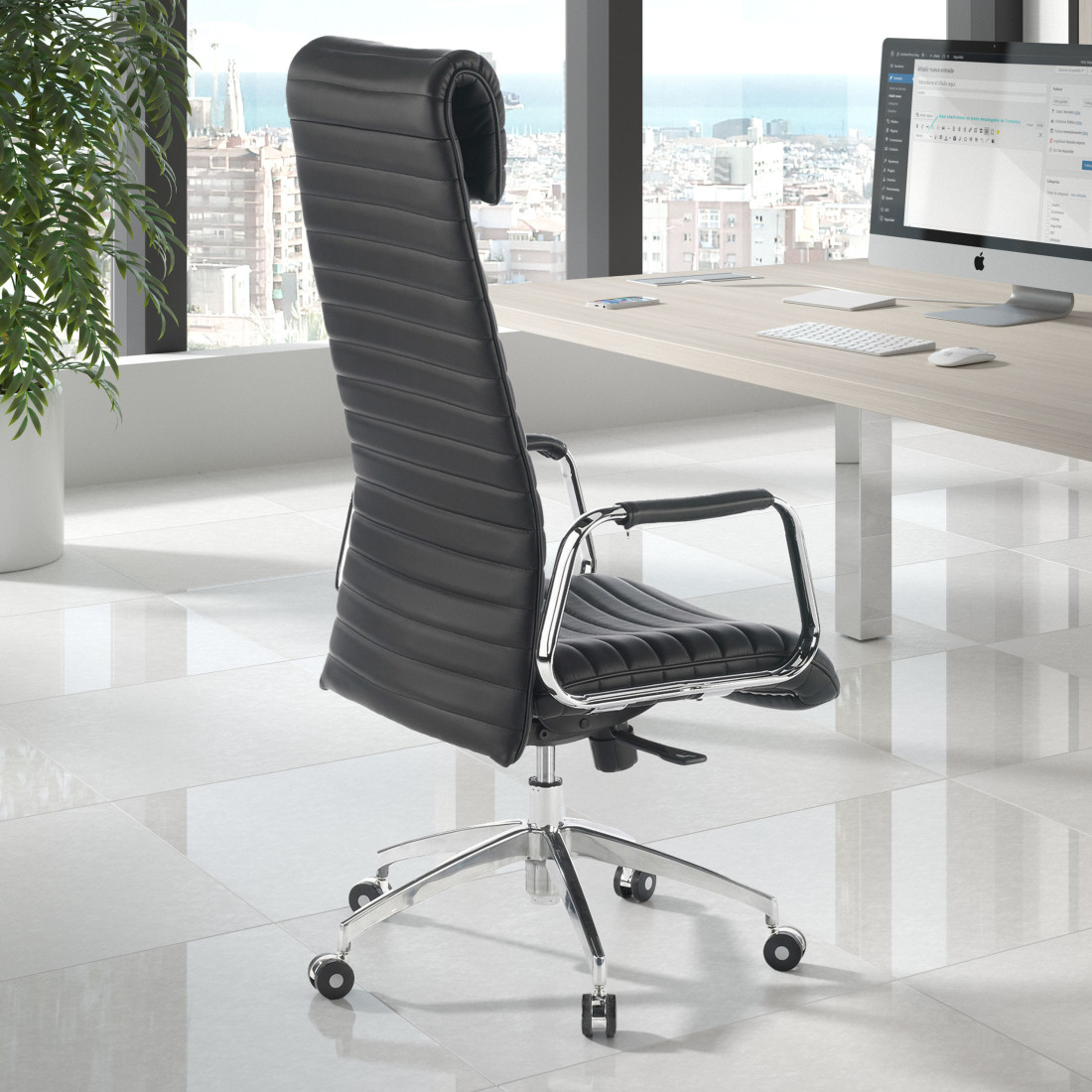 sillon de oficina negro jaguar piel natural piel natural 2