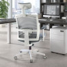 silla ergonomica gris kendo estructura blanca reposacabezas malla 2