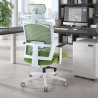 silla ergonomica verde kendo estructura blanca reposacabezas malla 2