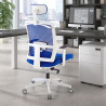 silla ergonomica azul kendo estructura blanca reposacabezas malla 2
