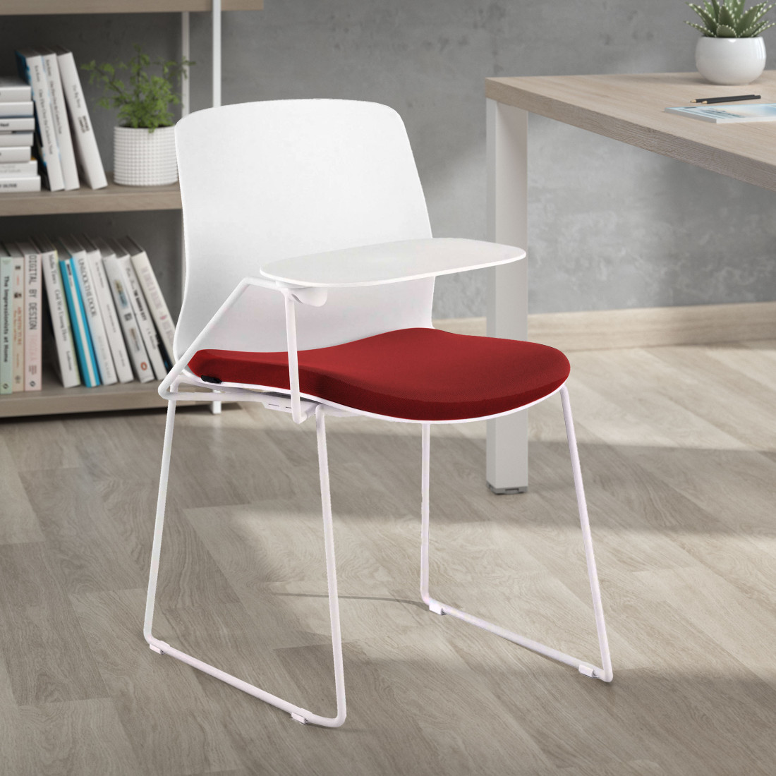 silla confidente rojo nexus silla con pala de escritura tela 2
