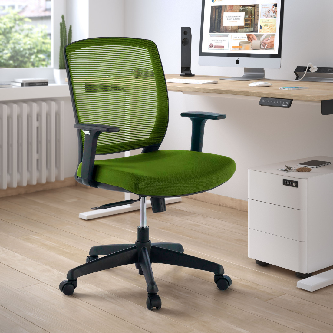 silla giratoria verde nicole silla estructura negra malla 2