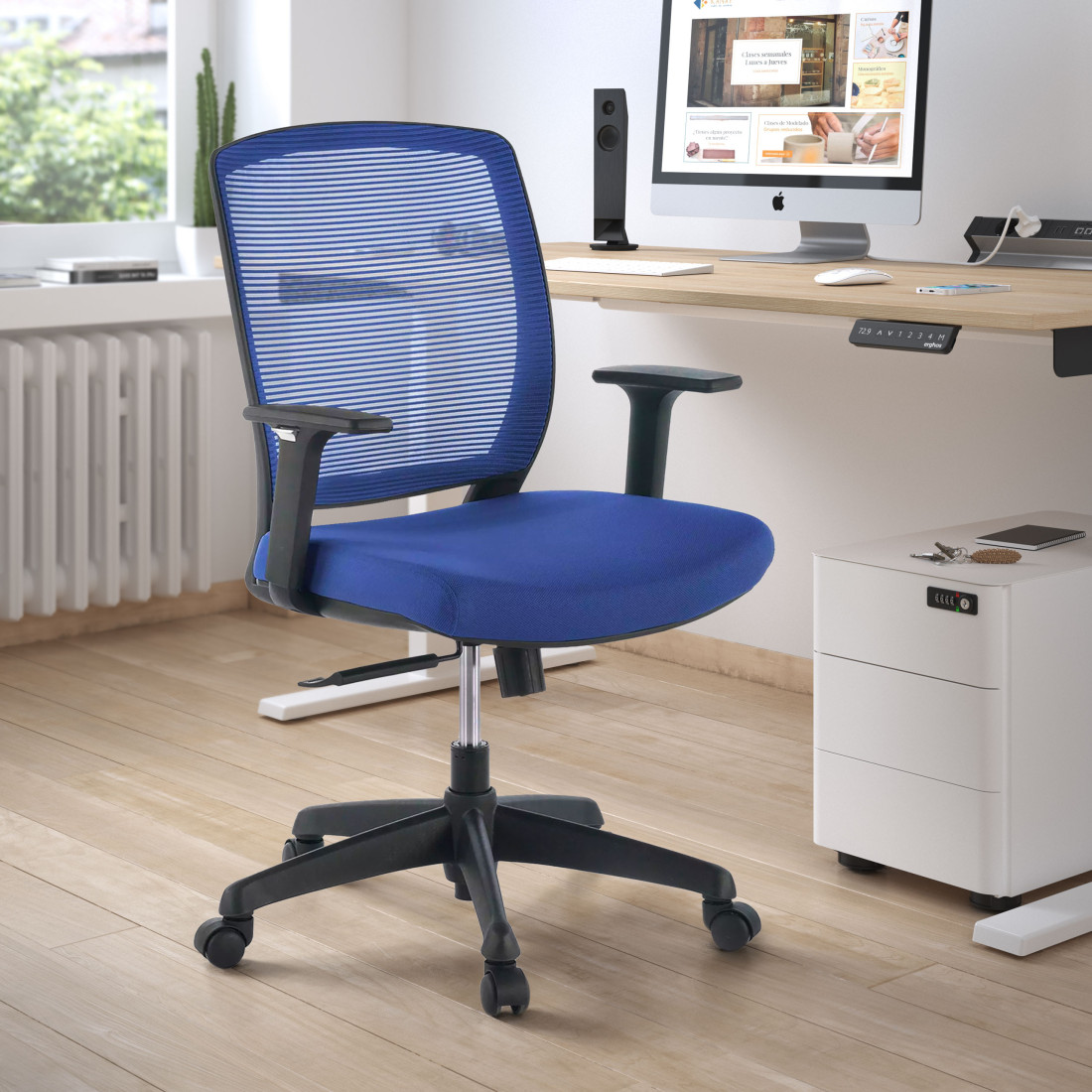 silla giratoria azul nicole silla estructura negra malla 2