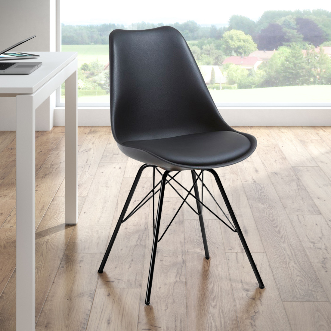 silla nordica negro nordic silla pata metalica plastico 2