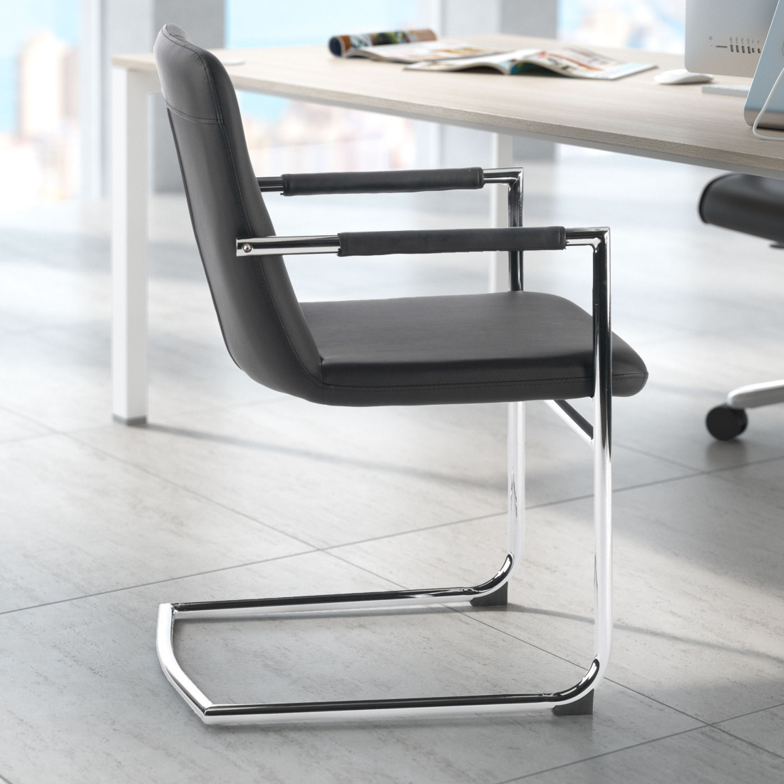 silla confidente negro oslo piel sintetica 2