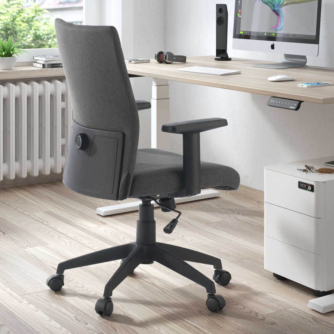 silla giratoria gris parma tela 2
