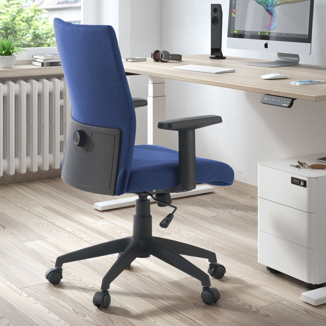 silla giratoria azul parma tela 2