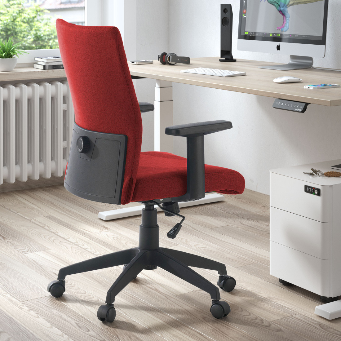 silla giratoria rojo parma tela 2