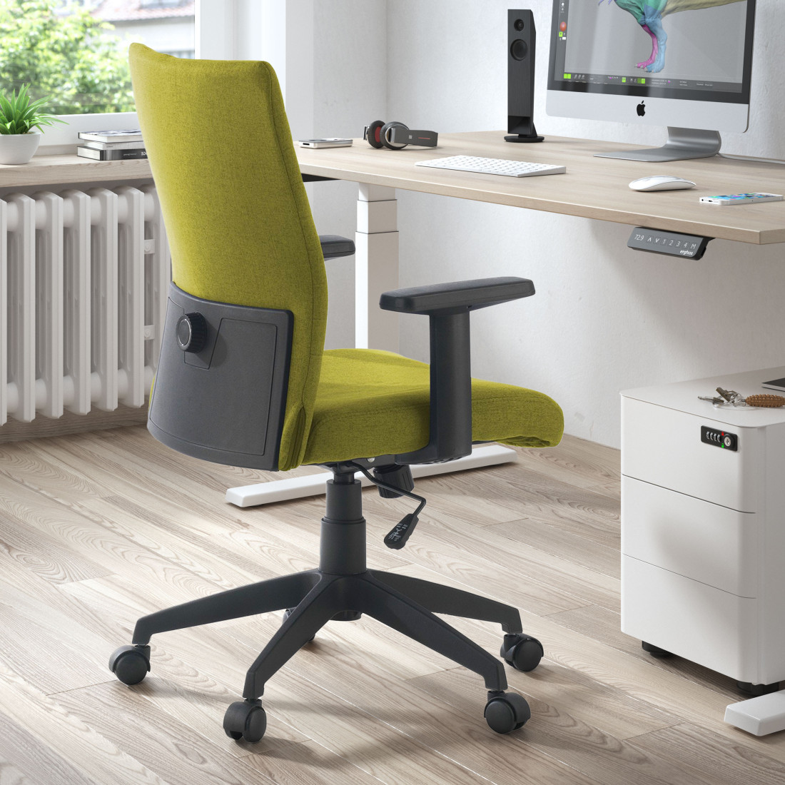 silla giratoria verde parma tela 2