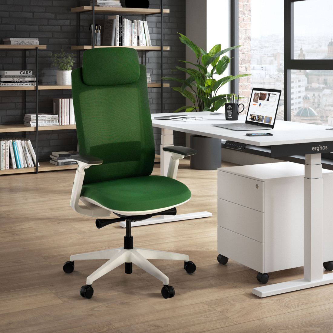 silla giratoria rojo reflect estructura negra tela 49