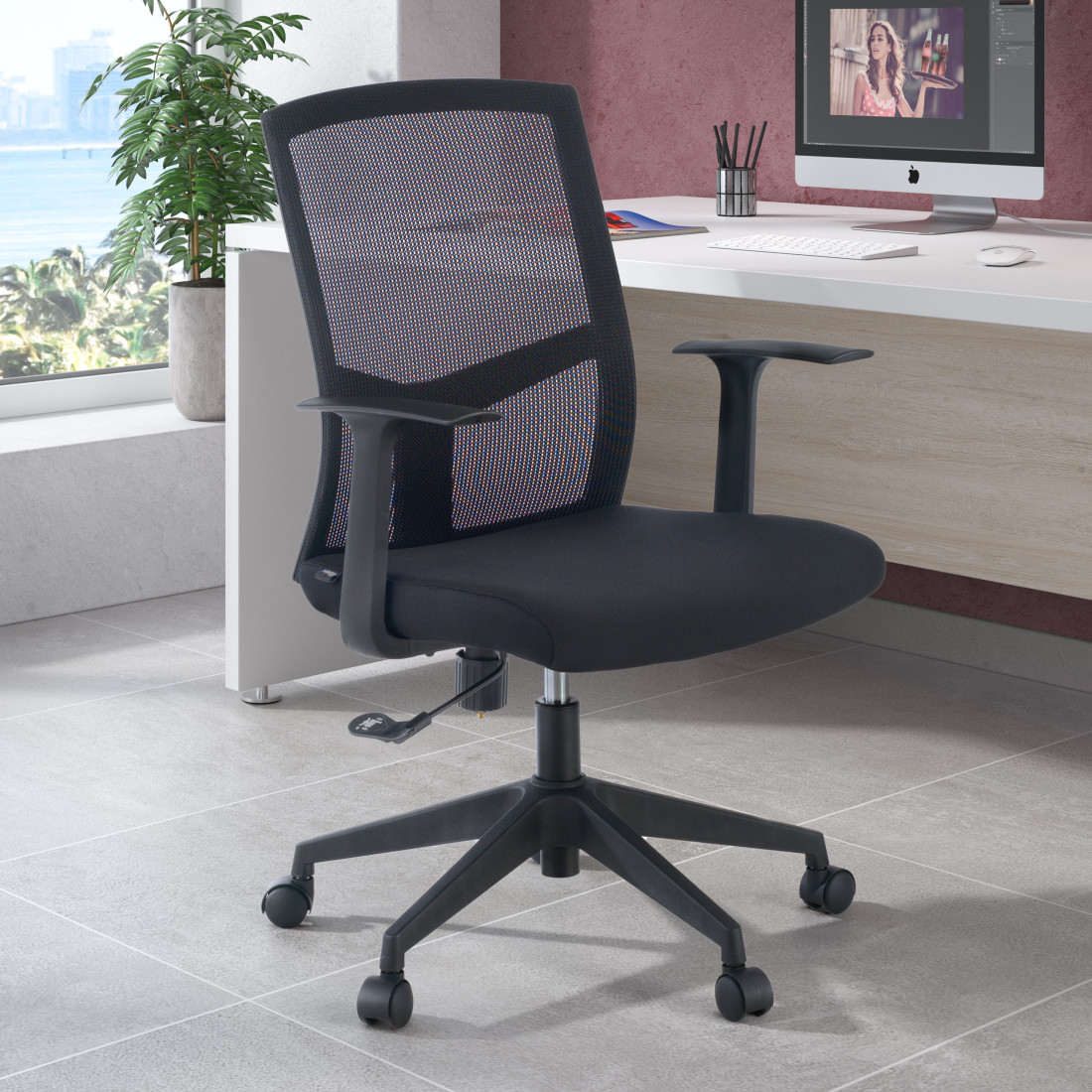 silla giratoria negro star malla 2