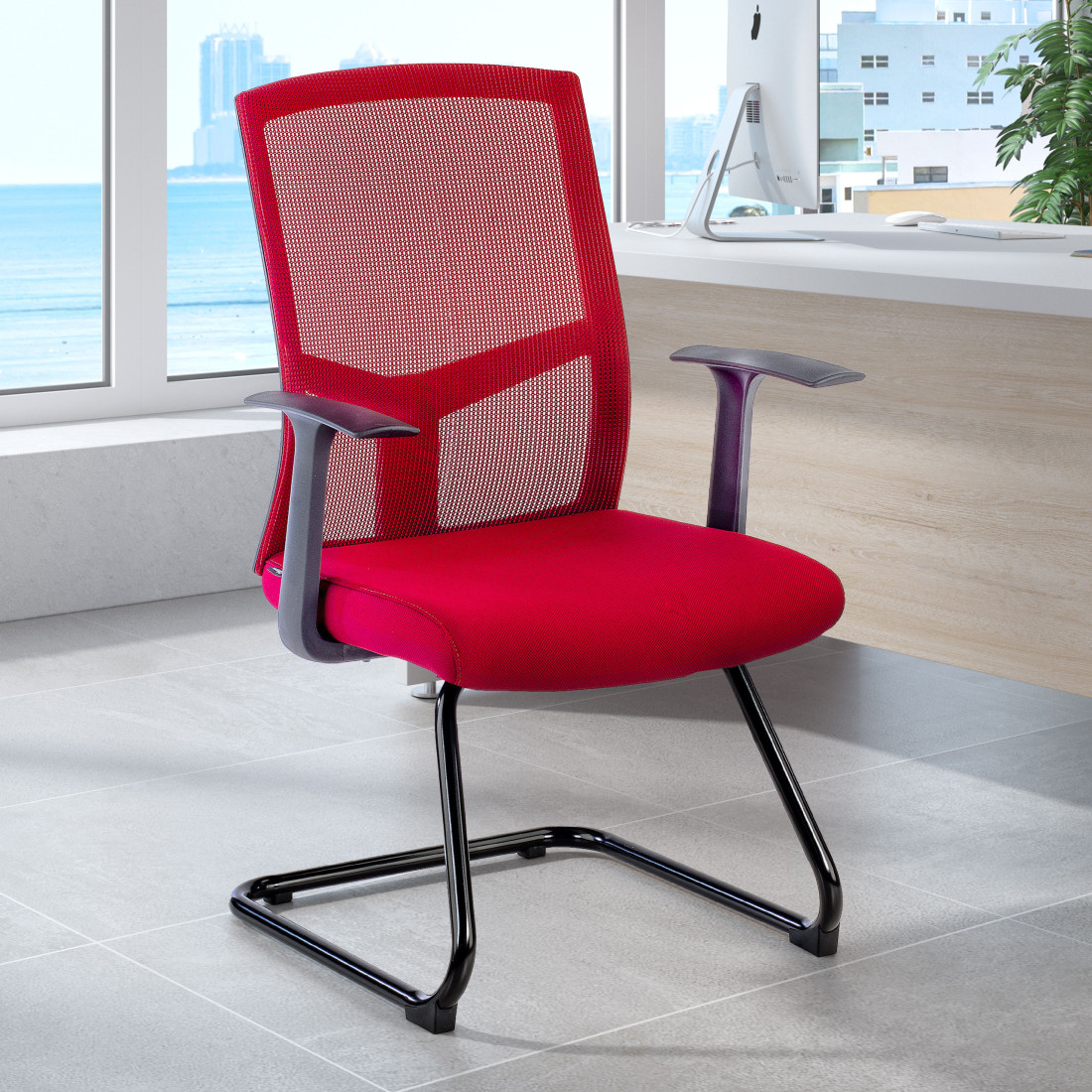 silla confidente rojo star malla 2