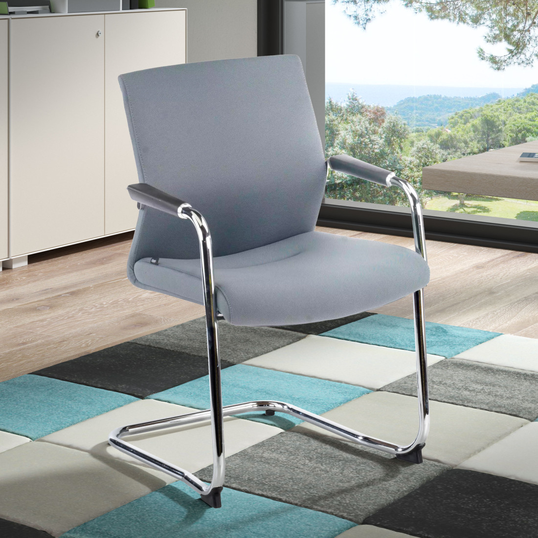 silla confidente gris tivoli tejido tela 2
