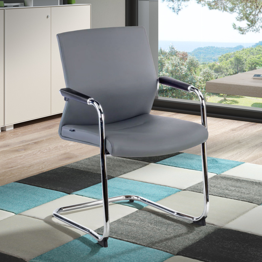 silla confidente gris tivoli ecopiel piel sintetica 2