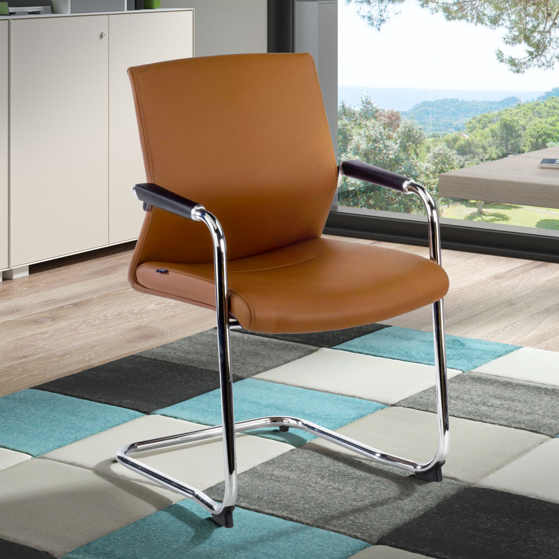 silla confidente marron tivoli ecopiel piel sintetica 2