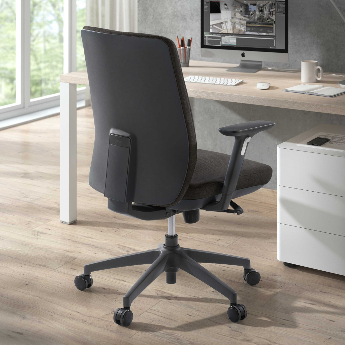 silla giratoria negro wind tapizada tejido tela 2