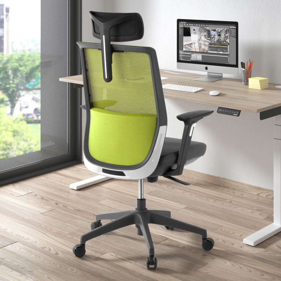 silla giratoria verde wind malla 2