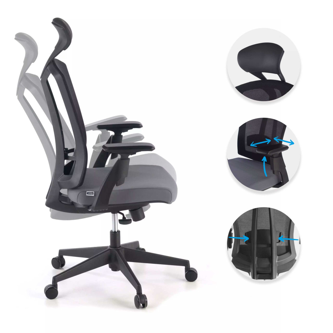 silla giratoria gris baron malla 3