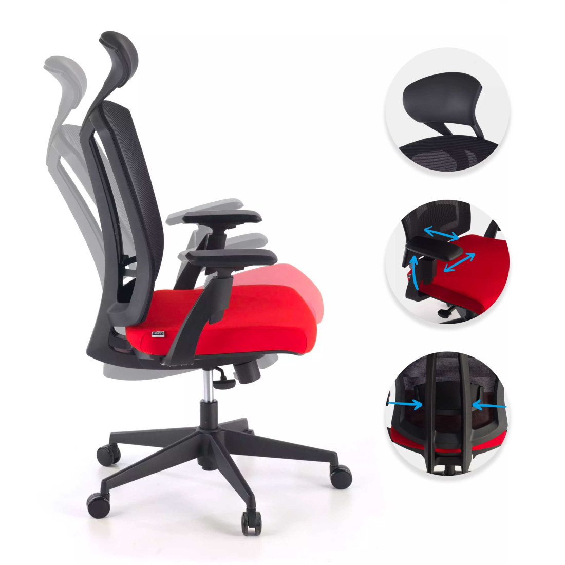 silla giratoria rojo baron malla 3