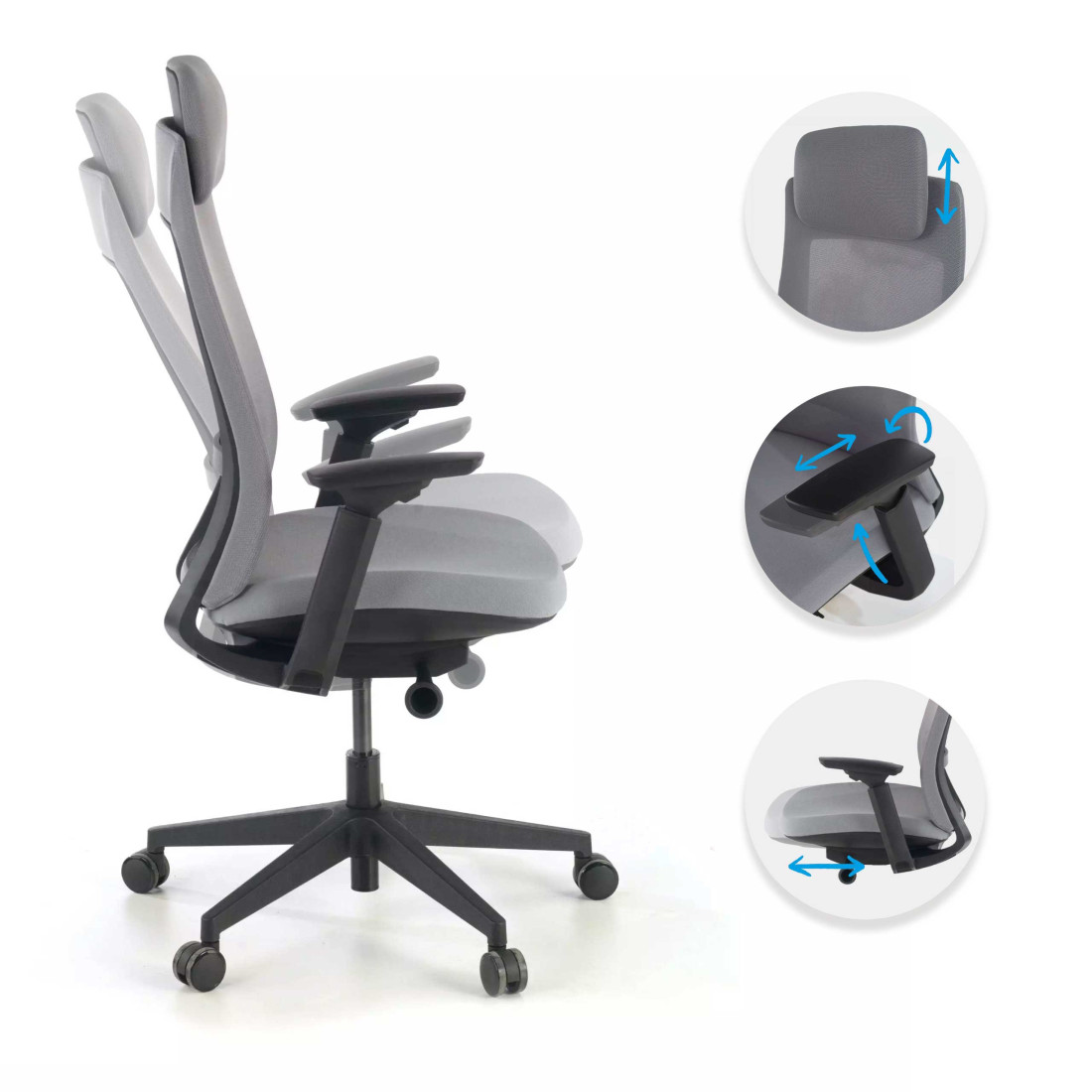 silla giratoria gris reflect estructura negra tela 3