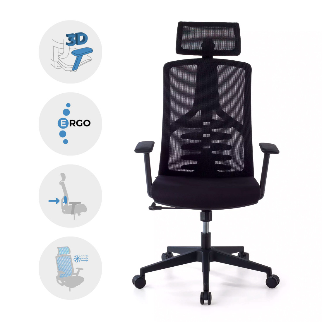 silla ergonomica negro tekno malla 3