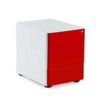 Cajonera de oficina Moby L, 3 cajones - Blanco / Rojo