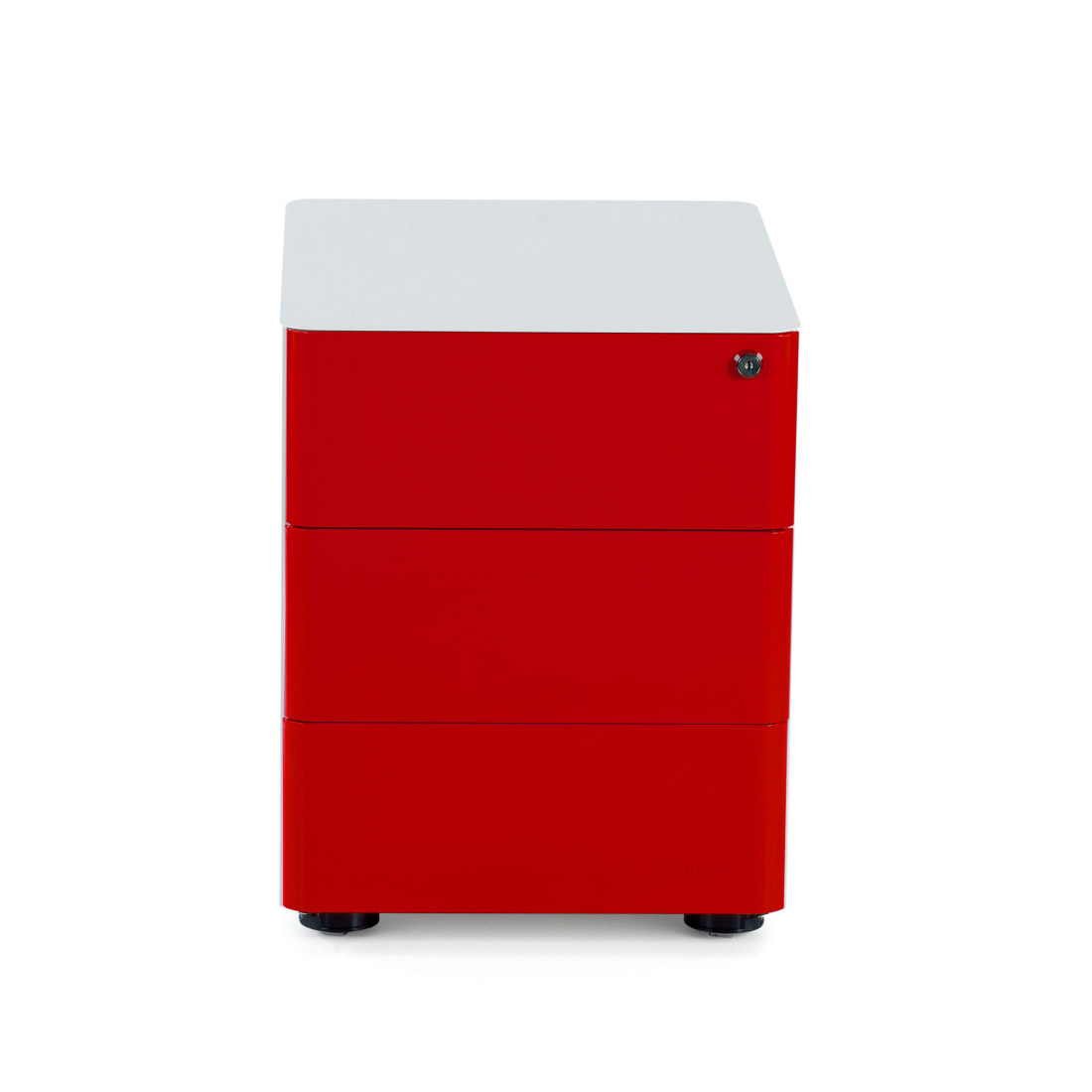 cajonera de escritorio blanco rojo moby 3 cajones 4