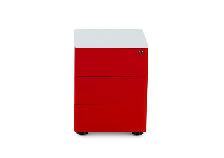 cajonera de escritorio blanco rojo moby 3 cajones 4