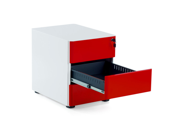 cajonera de escritorio blanco rojo moby 3 cajones 5