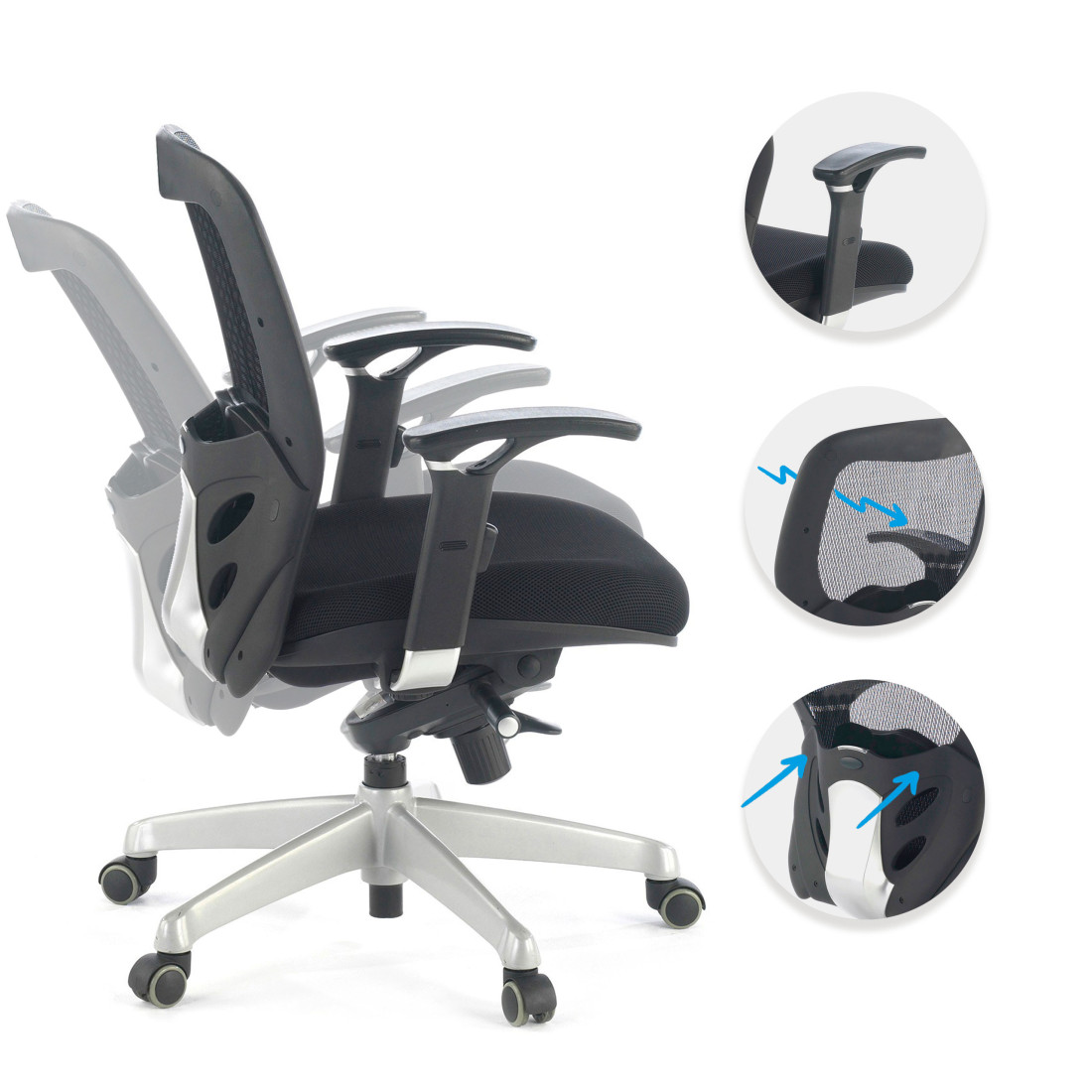 silla ergonomica negro madonna sin reposacabezas 3