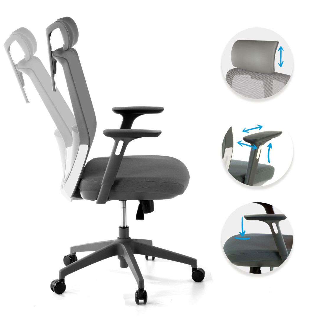 silla giratoria gris wind malla 3