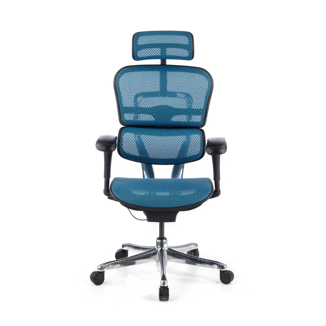 silla ergonomica azul ergohuman estructura negra red malla 5