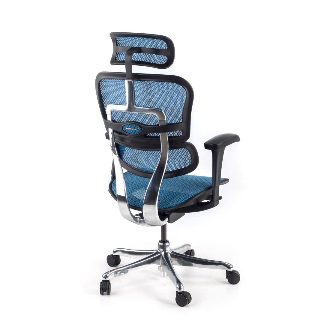 silla ergonomica azul ergohuman estructura negra red malla 6