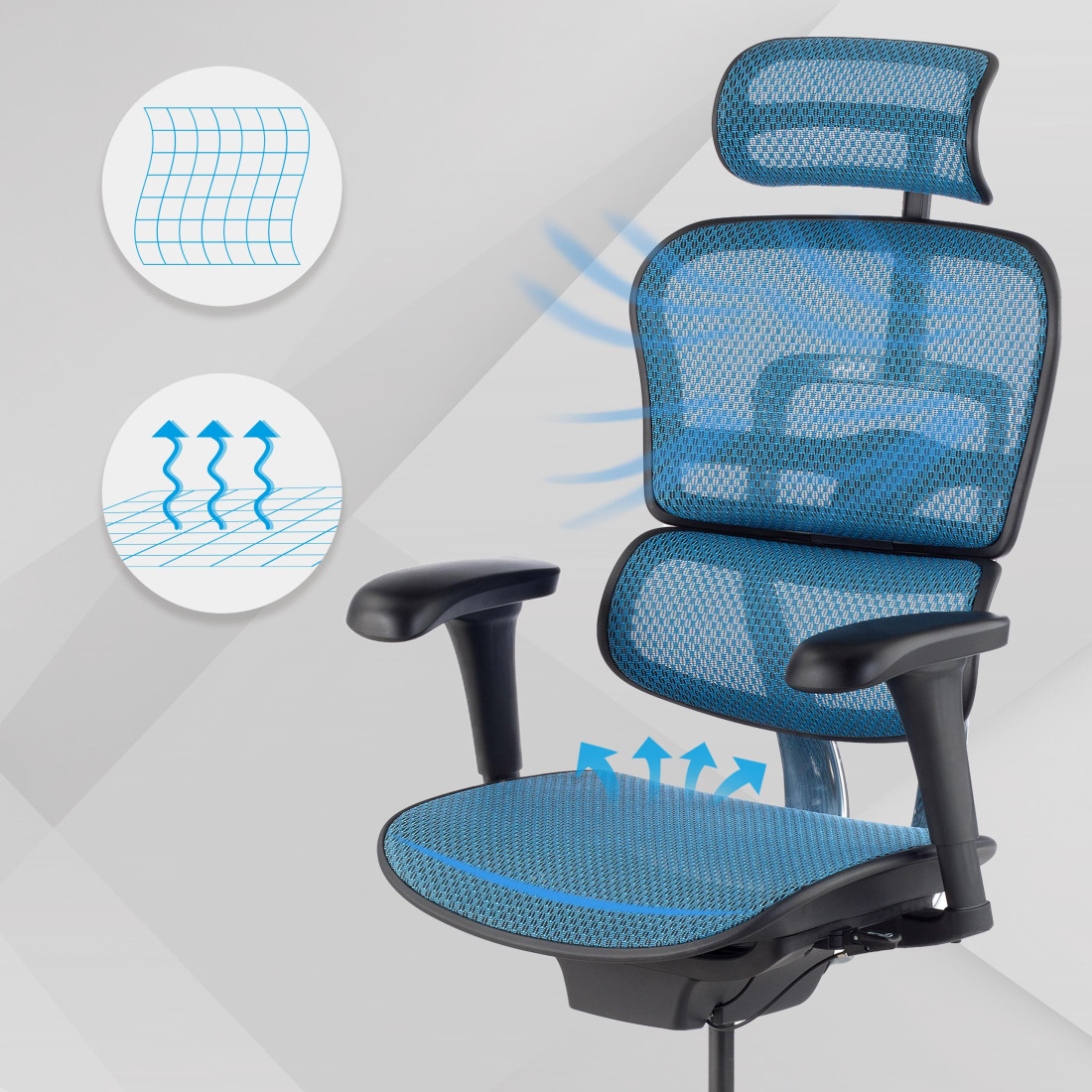 silla ergonomica azul ergohuman estructura negra red malla 4