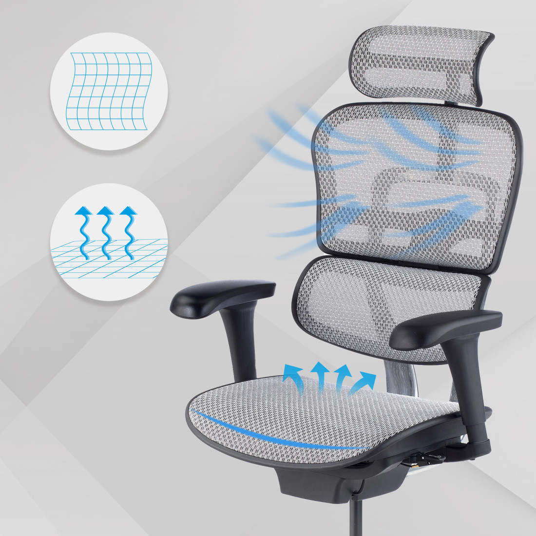 silla ergonomica gris ergohuman estructura negra red malla 4