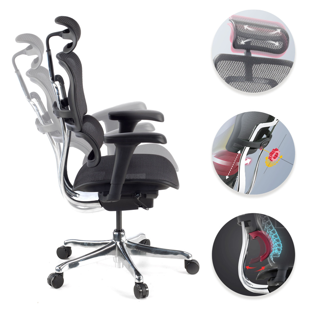 silla ergonomica negro ergohuman estructura negra red malla 4