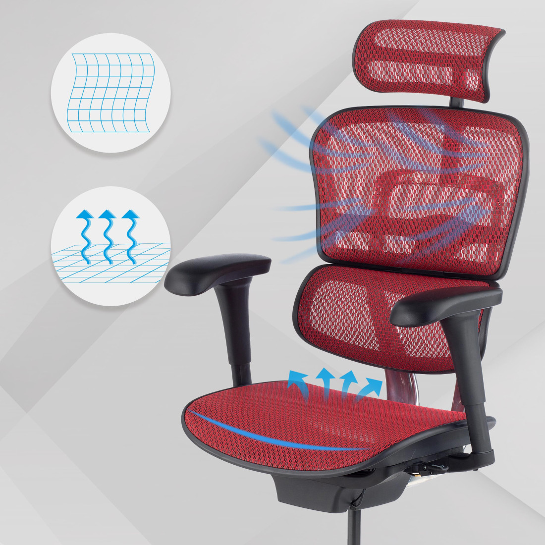 silla ergonomica rojo ergohuman estructura negra red malla 4